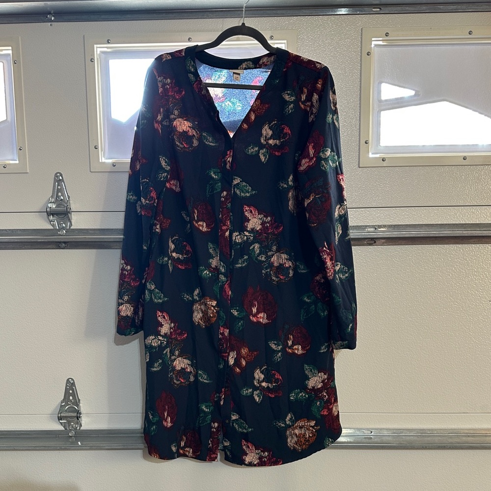Merona floral button down shirt dress